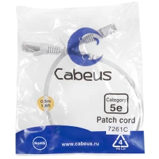 Патч-корд Cabeus PC-FTP-RJ45-Cat.5e-0.5m серый
