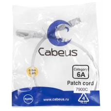 Патч-корды Cabeus PC-SSTP-RJ45-Cat.6a-0.5m-LSZH серый
