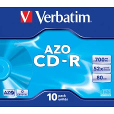 CD-R диск Verbatim AZO Crystal Jewel Case 10шт (43327)