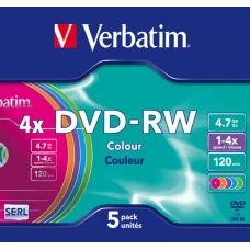 DVD-R диск VerbatimW Colours OPP Slim Case 5шт (43563)