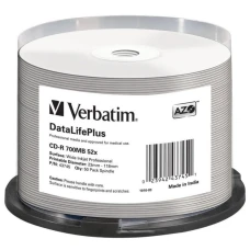 CD-R диск Verbatim 700Mb 52x DL+ White Wide Thermal Printable 50шт (43756)