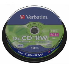 CD-RW диск Verbatim 700MB 12x Cake Box (43480)
