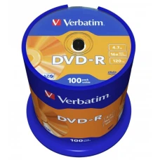 DVD-R диск Verbatim 4,7GB 16x Cake Box 100шт (43549)
