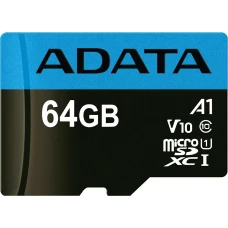 Карта памяти A-Data Premier microSDXC 64GB с адаптером (AUSDX64GUICL10A1-RA1)