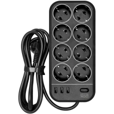 Сетевой фильтр Powercom SP-08 USB03AB 1.8м 8 розеток черный