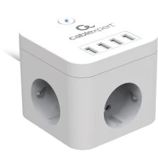 Сетевой фильтр Cablexpert CUBE-3-U4-W-1.5